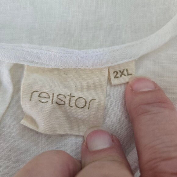 Reistor Womens White Hemp Blouse 2XL Round Neck Cap Sleeve - Picture 11 of 12